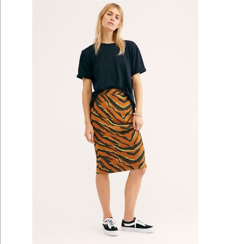 Free People Tiger Print Pencil Skirt